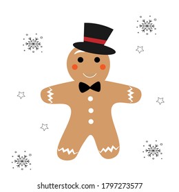 cute gingerbread man vector illustration 