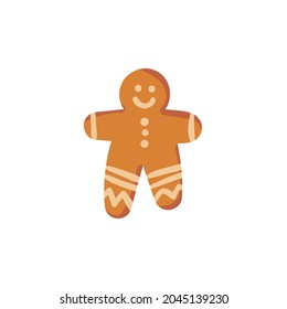 Cute gingerbread man vector illustration. Happy cookie isolated on white.