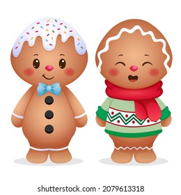 Cute gingerbread man Vector illustration