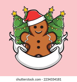 cute gingerbread man vector illustration
