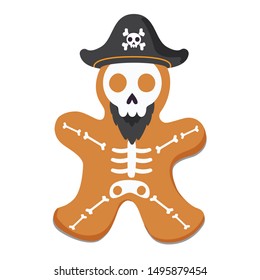 Cute gingerbread pirate, vector illustration