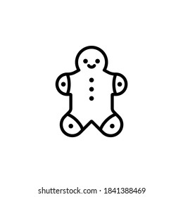 Icono de vector de pan de jengibre. Hombre de pan de jengibre de Navidad aislado de fondo blanco. Arte de la línea negra.