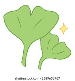 cute ginkgo biloba leaves doodle hand drawn illustration