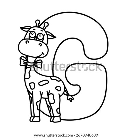 Cute giraffe with alphabet g: fun coloring page for kids and early learning.