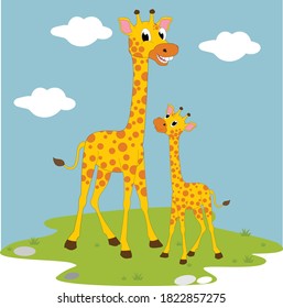 Cute Giraffe Animal Cartoon Simple Vector Stock Vector (Royalty Free ...