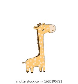 Cute giraffe animal cartoon vector .Hand drawn modern print