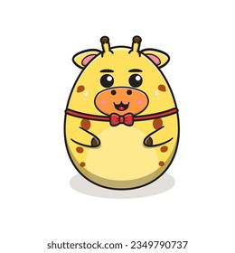 cute giraffe animal character shaped like a moon like an egg. giraffe character cartoon