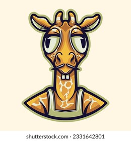 vector de carácter animal de jirafa lindo