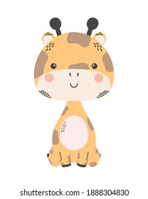 cute giraffe animal comic character vector illustration design