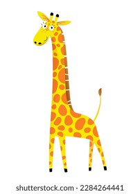 Cute Giraffe Animal Graphic Illustration for Kids. Adorable and playful giraffe illustration for children education and learning design. Vector cartoon.