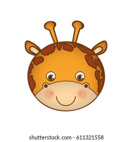 cute giraffe animal head expression, vector illustration