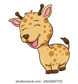 Cute giraffe animal illustration on isolated white background, cool for stickers, logos, t-shirts, coloring books, etc.