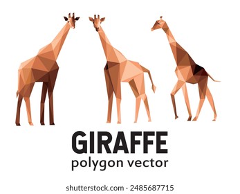 Nettes Giraffentier in polygonaler Vektorgrafik Set. Niedrige Poly Abstrakte Vektorgrafik Kollektion von Giraffe. Giraffe Abstraktes Logo-Set.