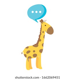 cute giraffe animal with speech bubble isolated icon vector illustration design