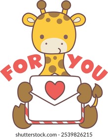 Cute giraffe animals with various activities. A baby giraffe bring a love letter. 
Funny sticker of Giraffe animal kids.