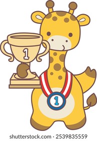 Cute giraffe animals with various activities. A baby giraffe was champion and number one.
Funny sticker of Giraffe animal kids.
