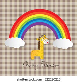 Cute giraffe baby girl arrival card