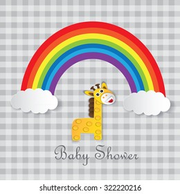Cute giraffe baby girl arrival card