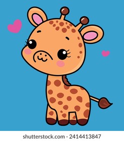 Cute giraffe, baby illustration pattern, vector, for fabrics, children's background