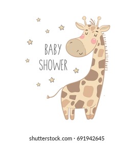 Cute Giraffe baby. Baby shower card