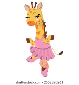 Girafa bonito na bailarina vestido dança ilustração vetor.