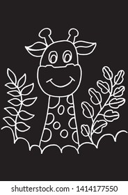cute giraffe between grasses, coloring sheets.