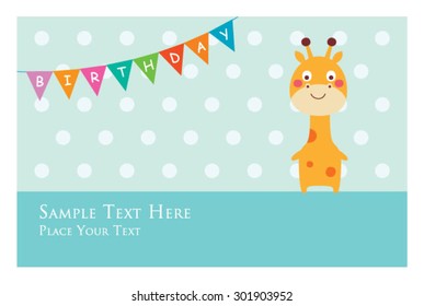 cute giraffe birthday invitation card