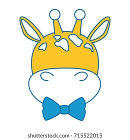 cute giraffe with bowntie character icon