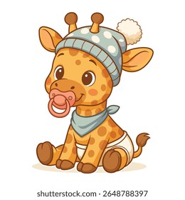 Cute Giraffe Cartoon Animal Vector Art 