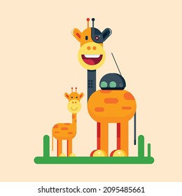 Cute giraffe cartoon animals design