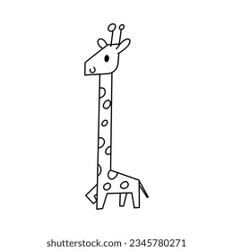 Cute giraffe cartoon character icon. African animal. Hand drawn cute doodle vector illustration for nursery design, poster, greeting, b