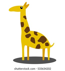 Cute Giraffe cartoon character. Vector illustration isolated on white background.