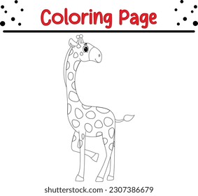 Cute giraffe cartoon coloring page illustration vector. Animals sketch. Animals coloring book