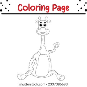 Cute giraffe cartoon coloring page illustration vector. Animals sketch. Animals coloring book