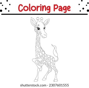 Cute giraffe cartoon coloring page illustration vector. coloring book For kids 