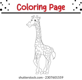 Cute giraffe cartoon coloring page illustration vector. coloring book For kids 