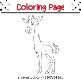 Cute giraffe cartoon coloring page illustration vector. coloring book For kids 