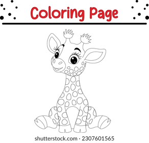Cute giraffe cartoon coloring page illustration vector. coloring book For kids 