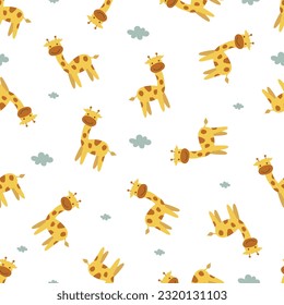 Patrón de doodle de dibujos animados Cute giraffe