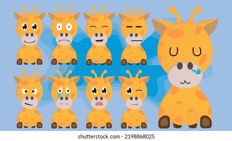 Cute Giraffe Cartoon Expressions Clip Art