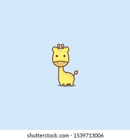 Cute giraffe cartoon icon, vector illustration