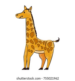 Cute giraffe cartoon icon vector illustration graphic design