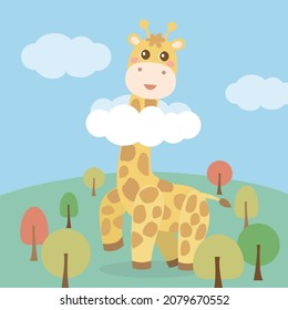 Cute Giraffe Cartoon Illustration Vector Stock Vector (Royalty Free ...