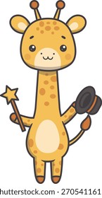 Cute Giraffe Cartoon Illustration. Vector Character on White Background.