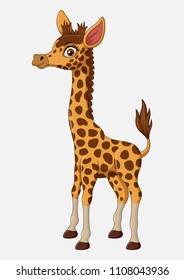 Cute giraffe cartoon isolated on white background