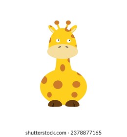 Cute giraffe cartoon isolated on white background. Vector illustration of animal.