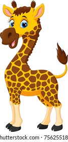 Cute giraffe cartoon isolated on white background 