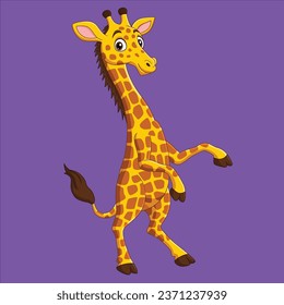 Cute giraffe cartoon isolated vector design illustration