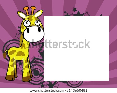 cute giraffe cartoon kawaii expression pictureframe background in vector format