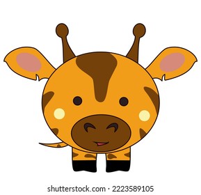 Cute Giraffe Cartoon Kawaii  Flat  Isolated Vector Illustration 